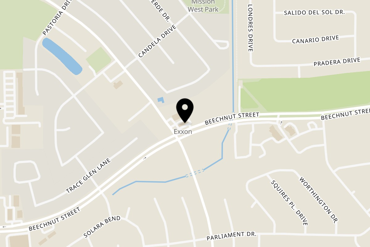 Map showing the location of IBRO CHOPS on 17130 Beechnut Street in Houston
